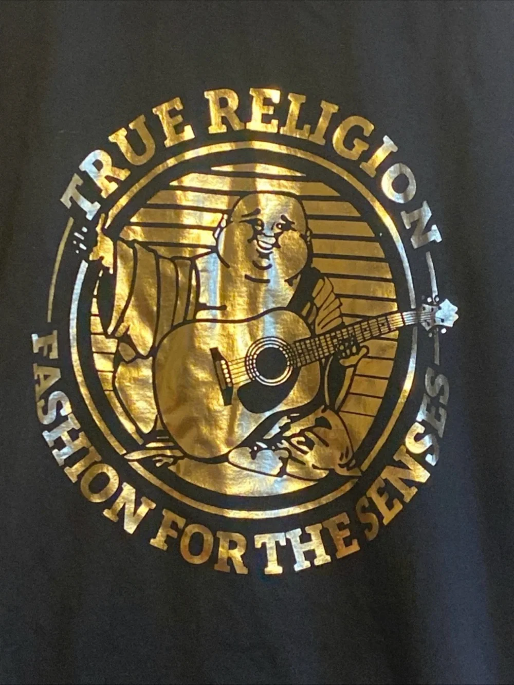 True Religion Men's Buddha Guitar Graphic T Shirt Tee‎ Top XL 100% Cotton LOGO